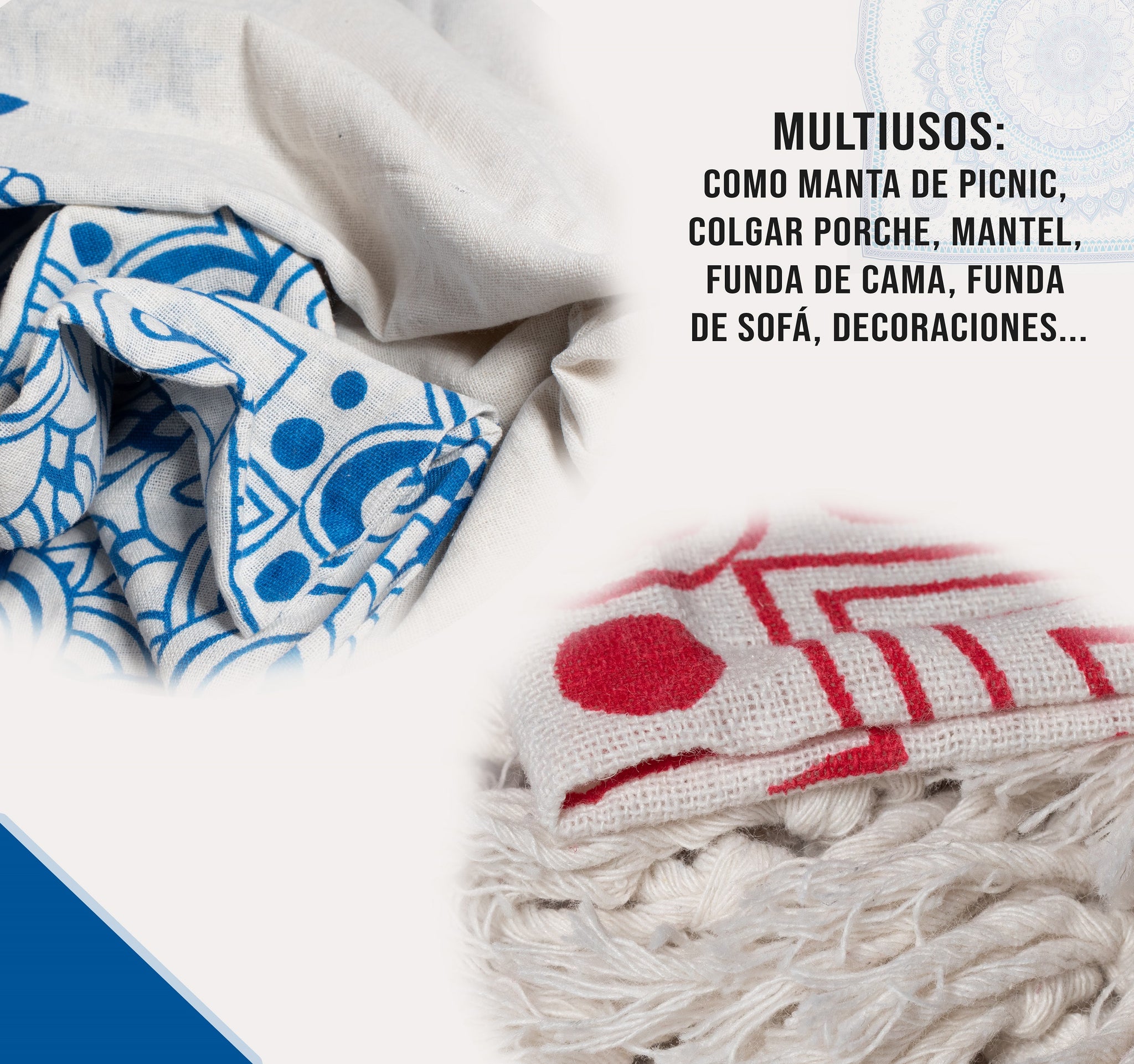 Toalla Playa Grande, Manta Picnic, Manta (210x240cm, Azul Luna)