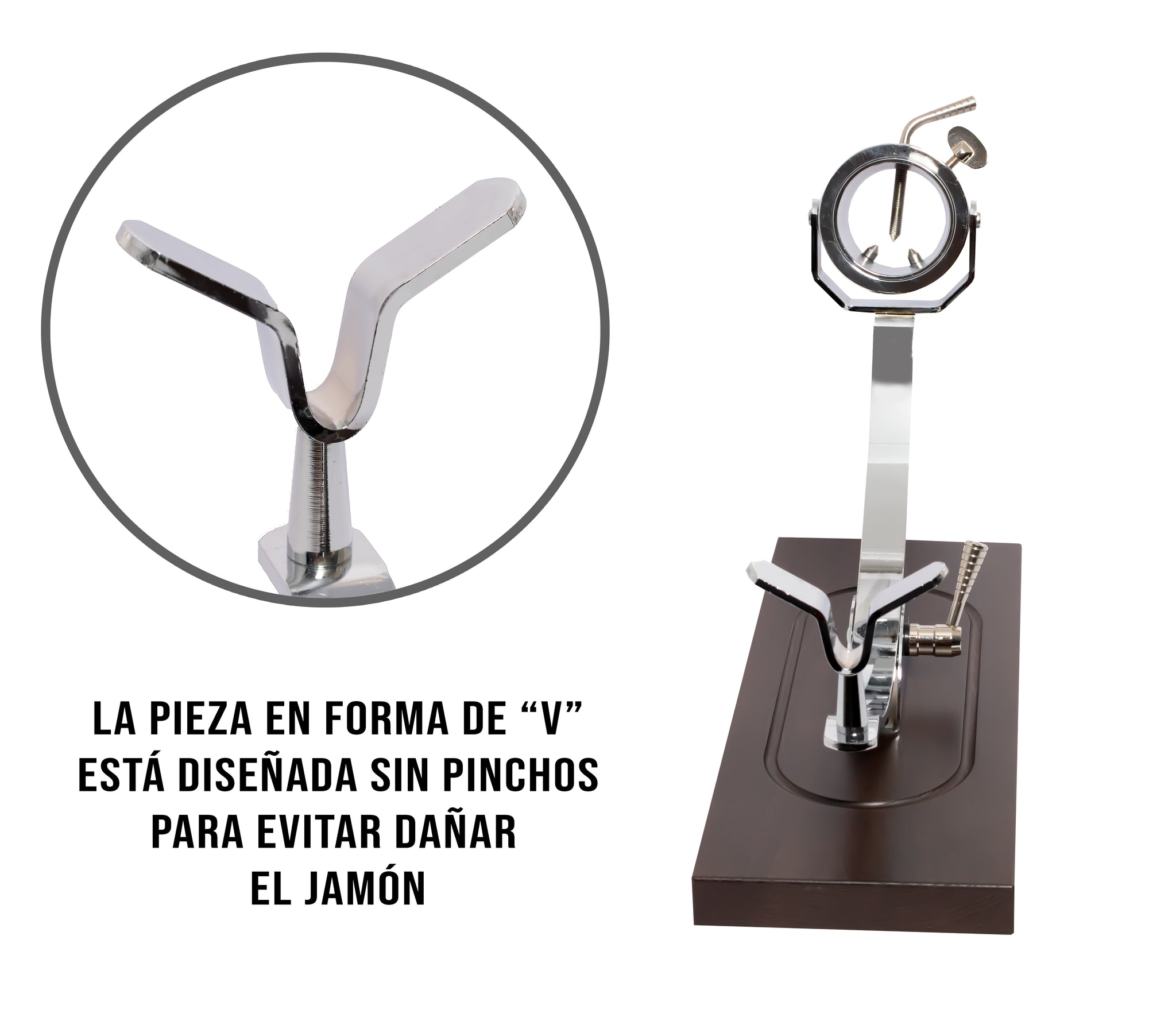 Soporte jamonero modelo Córdoba Profesional, forma V evita dañar el jamón