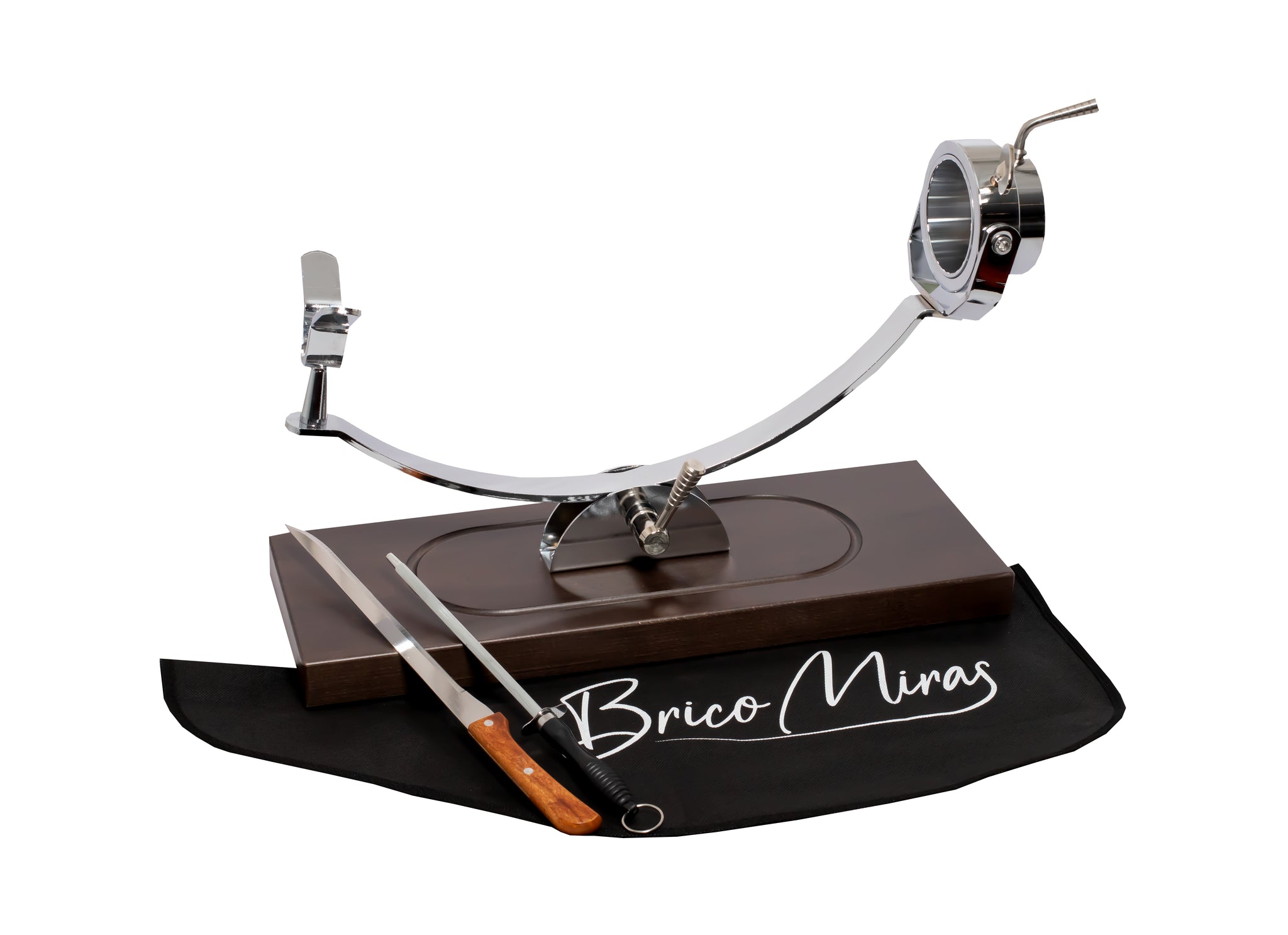 Soporte jamonero modelo Córdoba Profesional, basculante giratorio en acero inoxidable