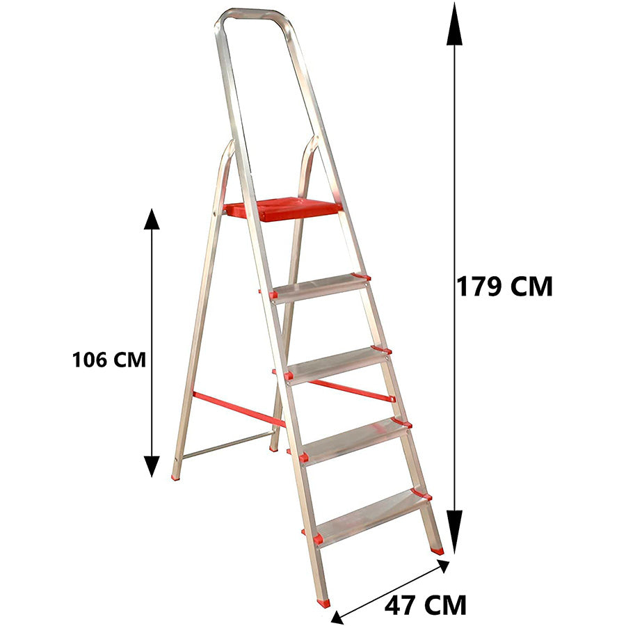 Escalera de 5 peldaños Plegables de Aluminio – BRICOMIRAS