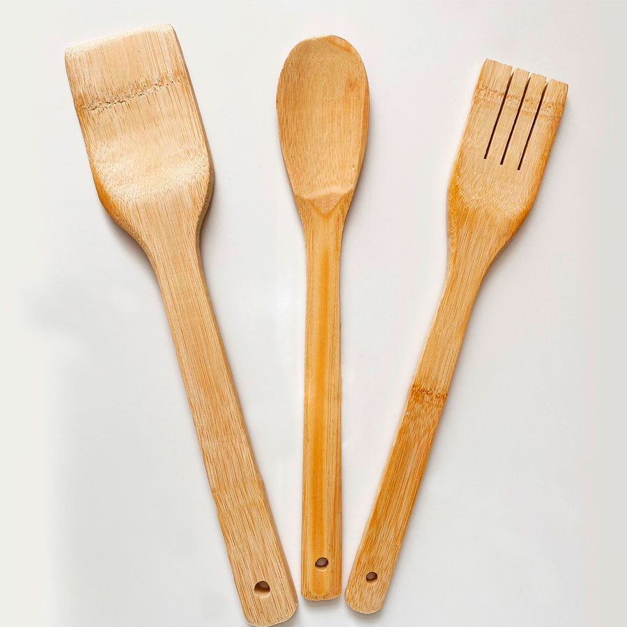 Juego de 3 piezas de utensilios de Cocina en Bamboo