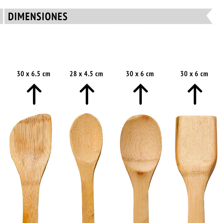 Juego de 4 piezas de utensilios de Cocina en Bamboo