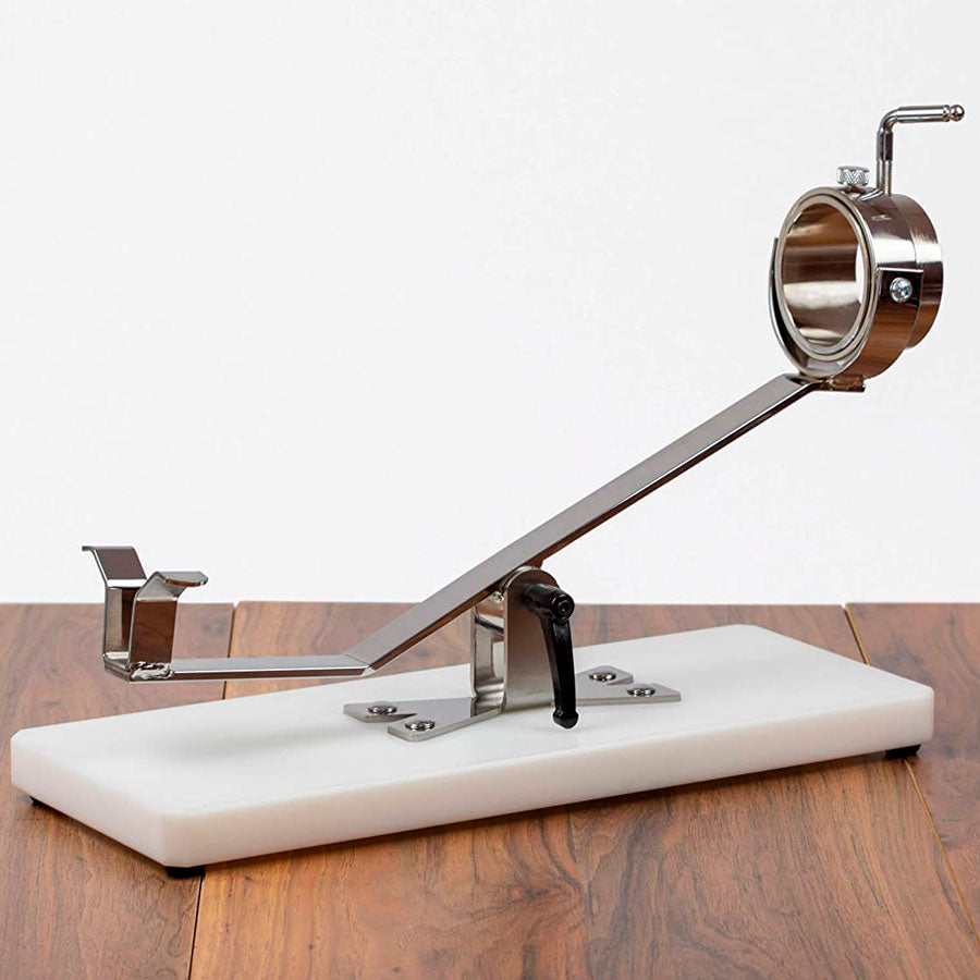 Jamonero giratorio y basculante de acero inoxidable y soporte de fibra blanca modelo Bricomiras F9 Blanco