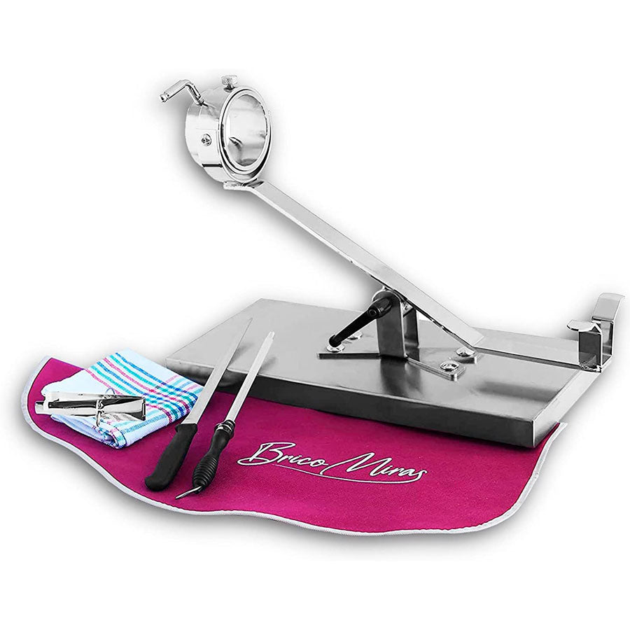 Jamonero profesional Pata Negra A9 INOX de Bricomiras fabricado en acero inoxidable, el mejor soporte profesional para cortar jamón.