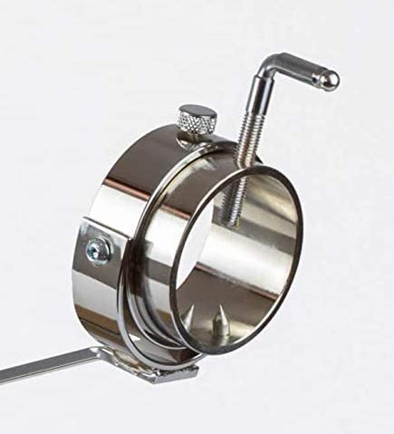 Jamonero de acero y madera nogal giratorio y basculante o balancín profesional detalle agarre pata de jamón