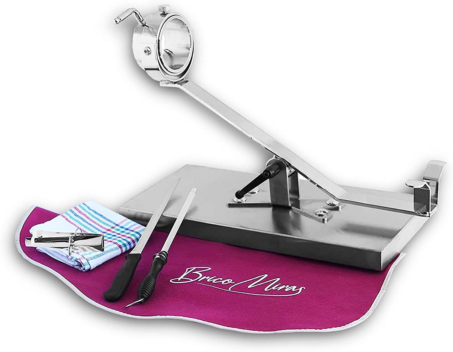 Jamonero profesional INOX bricomiras pata negra Giratorio y basculante con cuchillos y cubre jamón