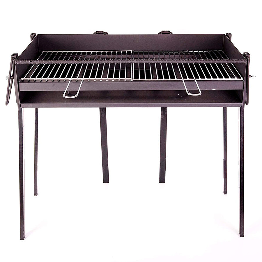 Barbacoa de hierro rectangular leña o carbón, barbacoa grande para exterior