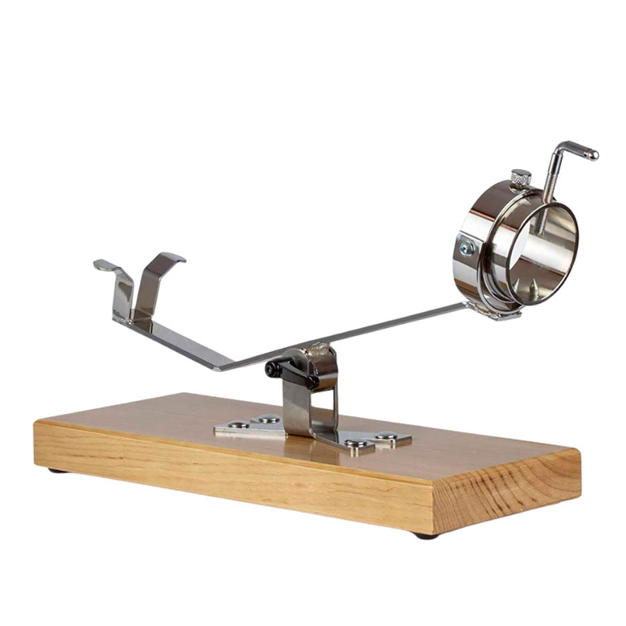 jamonero profesional con base de madera nogal y estructura en acero inoxidable basculante y giratorio