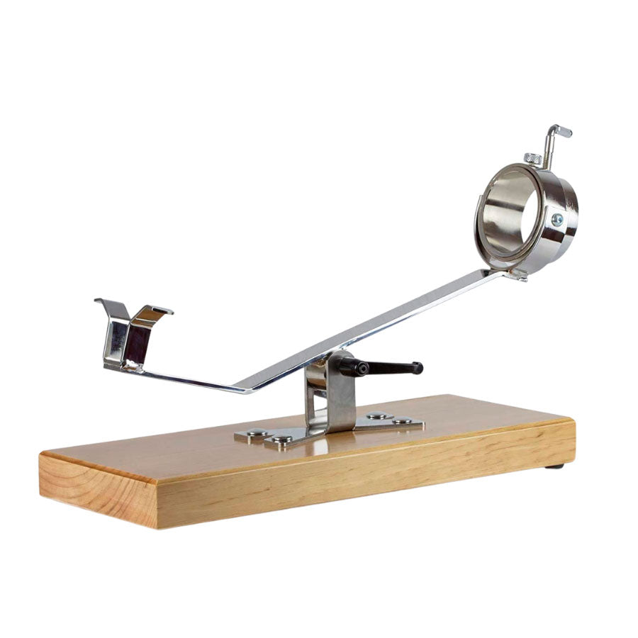 jamonero profesional con base de madera nogal y estructura en acero inoxidable basculante y giratorio